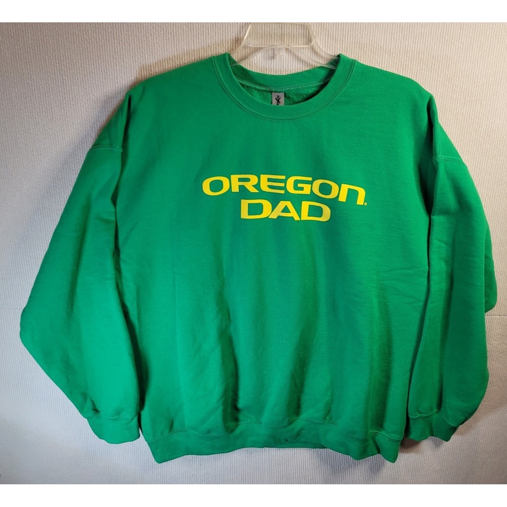 vintage oregon ducks sweatshirt 2XL bright green OREGON DAD great condition
